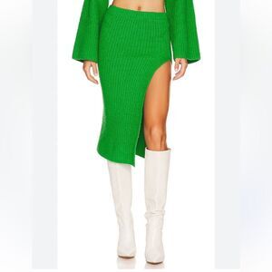 NEW L’Academie Sachiye Knit Midi Skirt in Green Size Small
